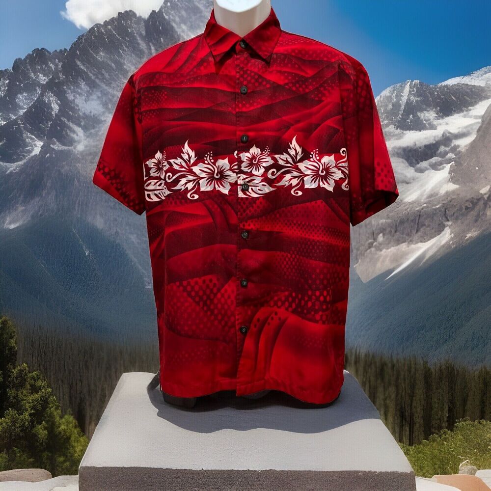 VINTAGE STREET CULTURE Y2K Shiny Club Hawaiian Loud Bold SHIRT Sz Men's S Red